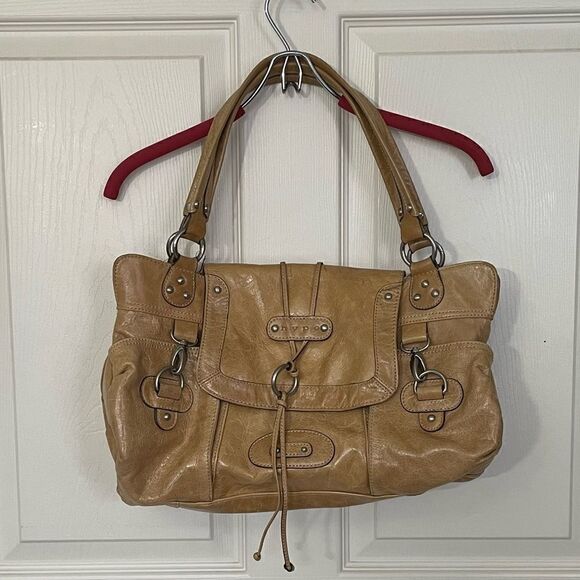 Hype Tan/Gold Leather Studded Shoulder Bag - Picture 5 of 14